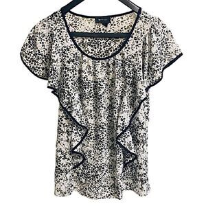 AB Studio Women's Size Medium Top Blouse Sheer Animal Print